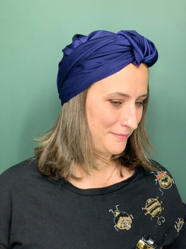 Turban de Chimio Modèle Suze Satin Bleu Nuit