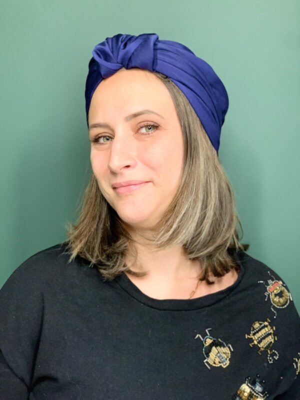 Turban Suze Satin Bleu Nuit – Image 2