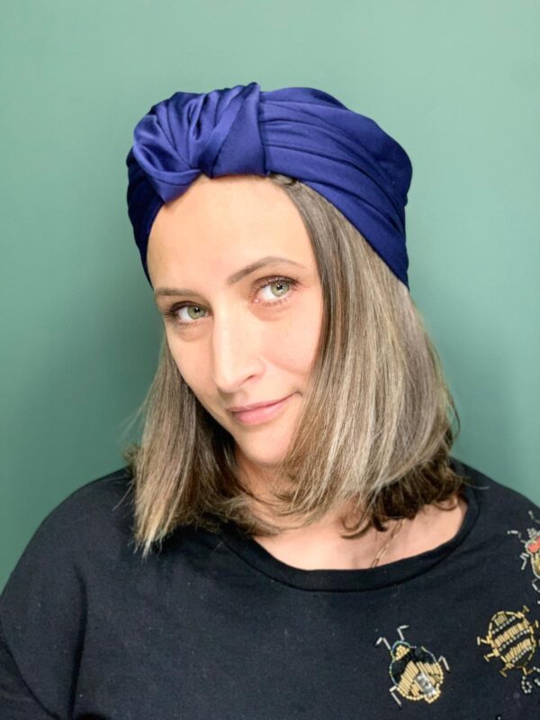 Turban de Chimio Modèle Suze Satin Bleu Nuit