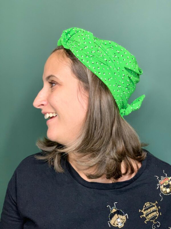 Turban de Chimio Modèle Satin Pois Verts