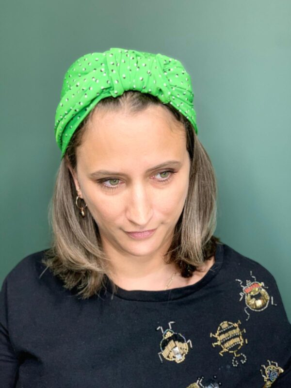 Turban de Chimio Modèle Satin Pois Verts