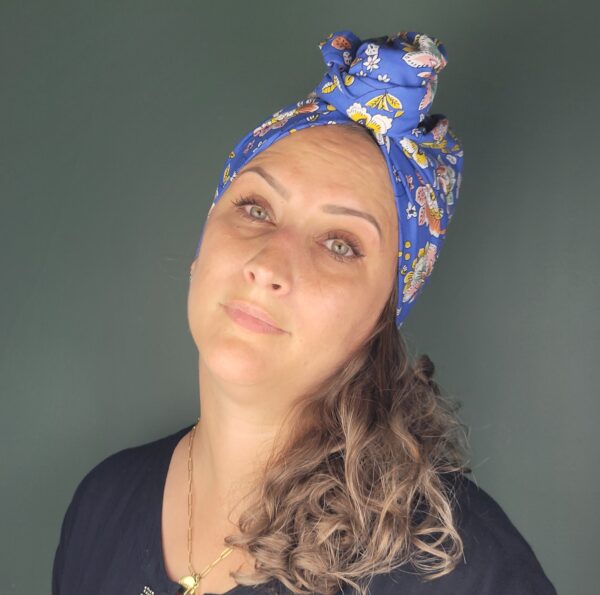 Turban Jeanne Flores Azur – Image 3