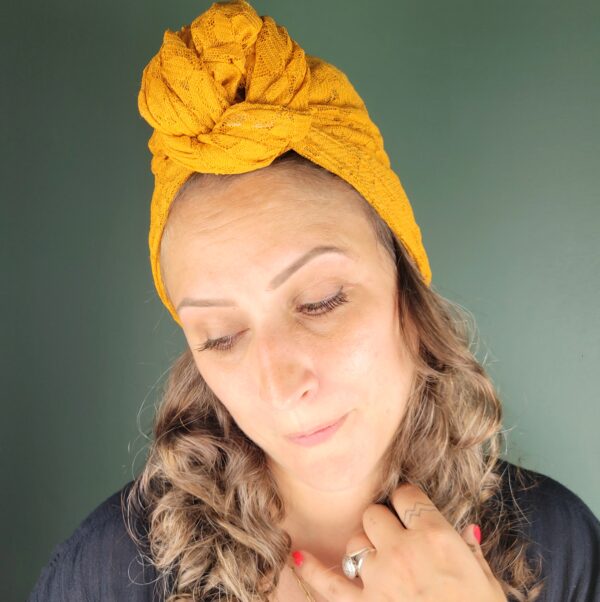 Turban Suze Dentelle Moutarde – Image 2