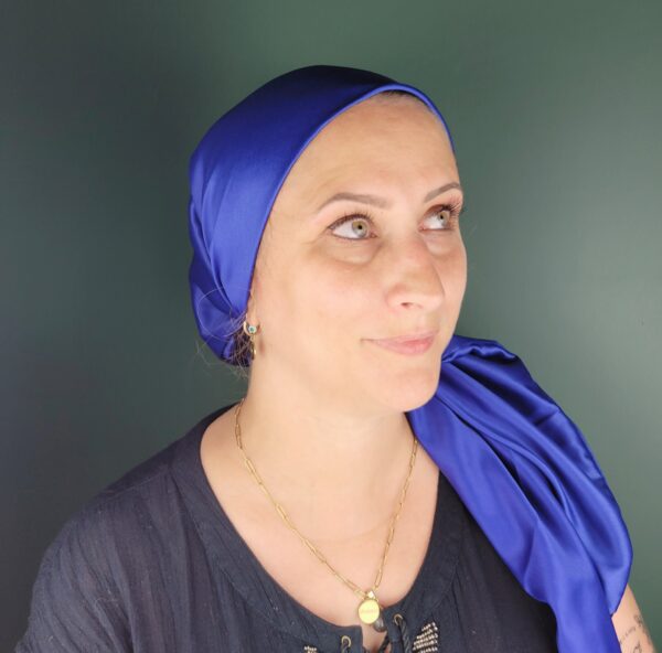 Turban Suze Satin Bleu Roi – Image 3