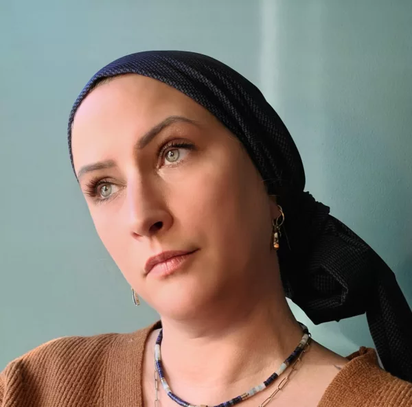 Turban Suze Pied de poule Bleu – Image 3