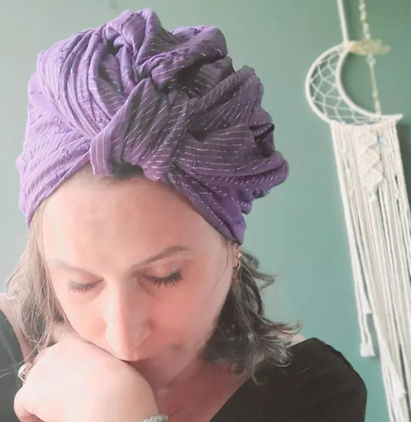 Turban Suze Broderie Purple – Image 2