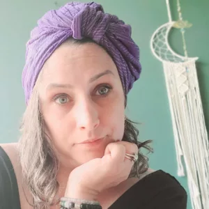 Turban Suze Broderie Purple