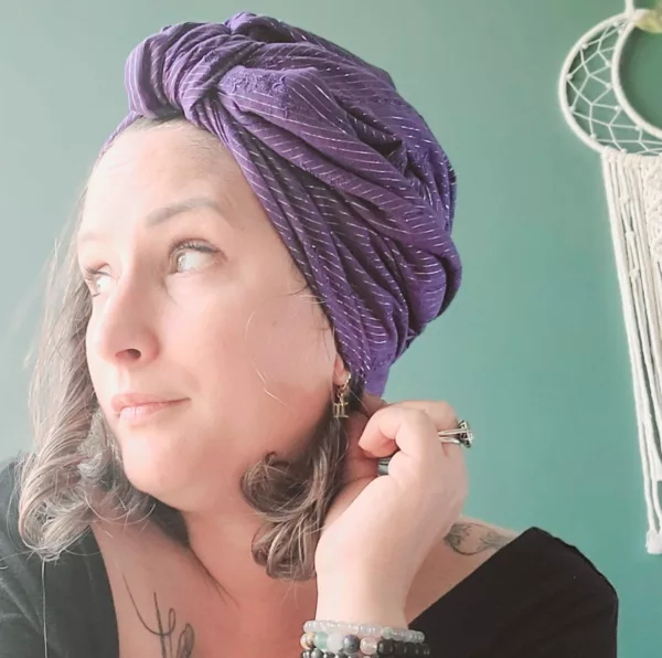 Turban Suze Broderie Purple – Image 4