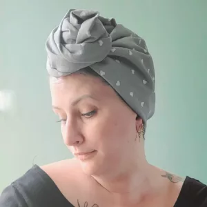 Turban Jeanne Cœurs Gris