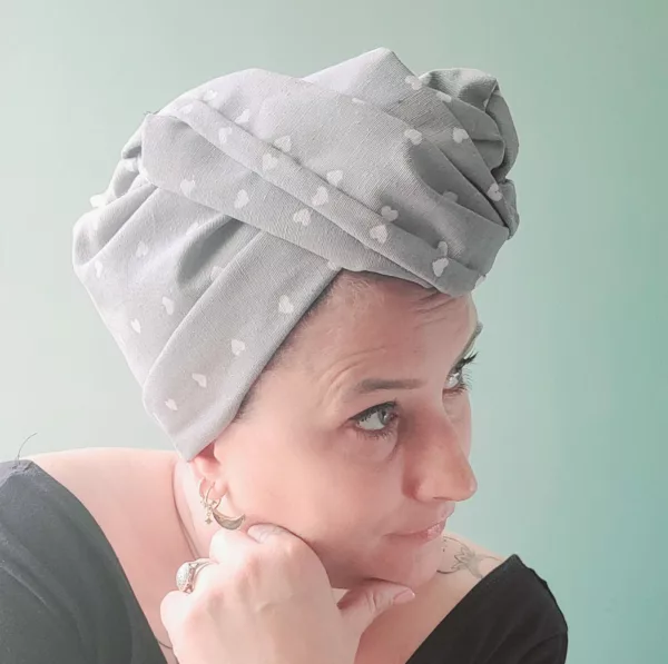 Turban Jeanne Cœurs Gris – Image 5
