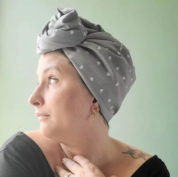 Turban Jeanne Cœurs Gris – Image 3