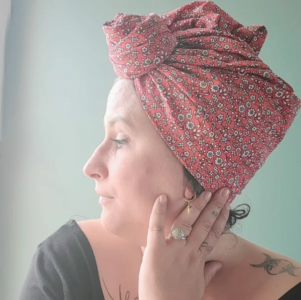 Turban Jeanne Red Flowers
